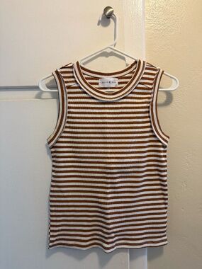 Brown & White Striped Tank Top